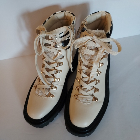 Sam Edelman Shoes - New CIRCUS BY SAM EDELMAN Womens Ivory Fur Trim Flora Hiking Boots Sz 7 Lug Sole